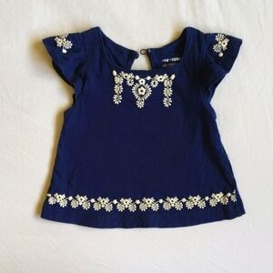 joe fresh navy blue with white floral swing top 6 months baby girl